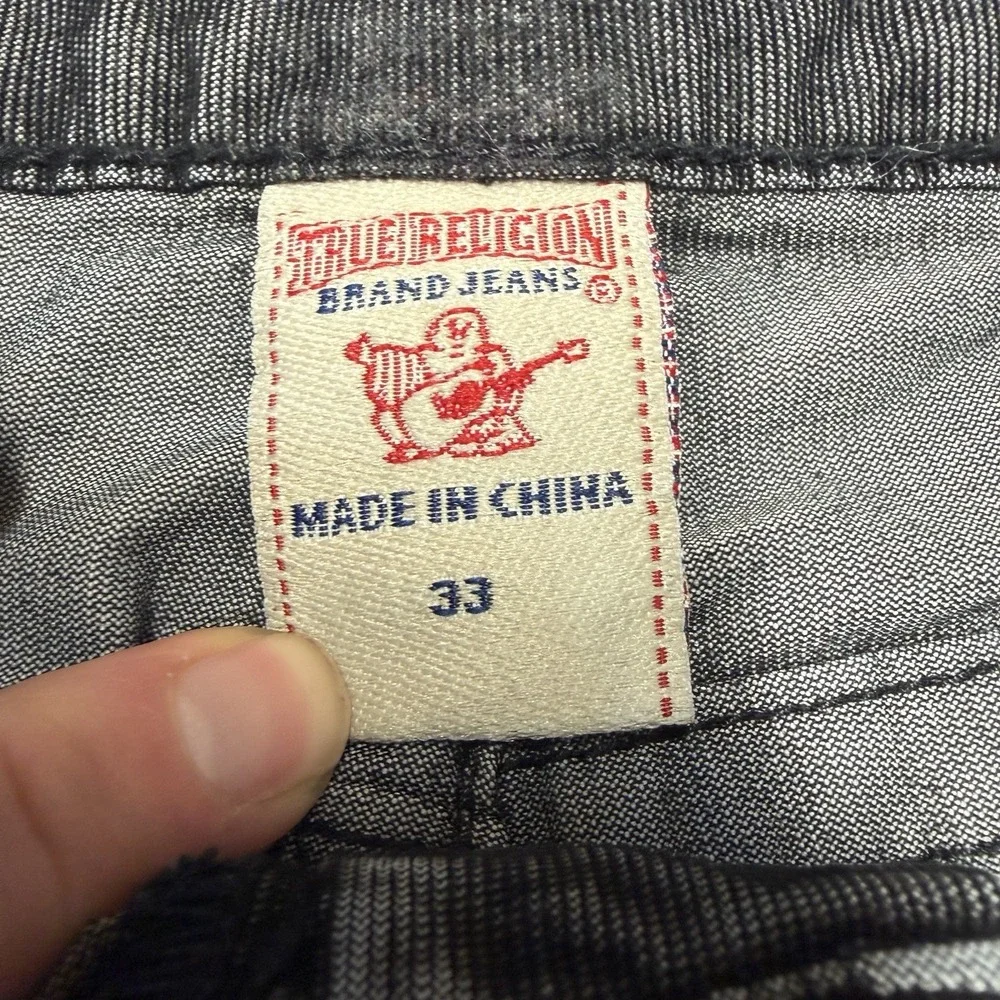 Vintage True Religion Rickey Men's 33x30 Seat 34 Corduroy Jeans Black Gray Y2K